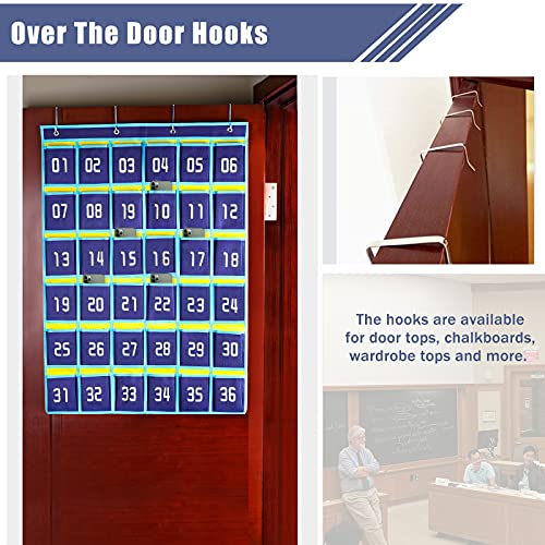 Loghot Numbered Classroom Sundries Closet Pocket Chart for Cell Phones Holder Wall Door Hanging Organizer (36 Pockets Blue)