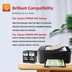 PG-240XL Ink for Canon Ink Cartridges 240 High Capacity 240 PG240 240XL Black Ink Cartridges for Canon MG3600 Ink Cartridges for PIXMA MG3620 MG3520 MG3220 MG3120 MG2120 TS5120 MX532 Printer (2 Black)