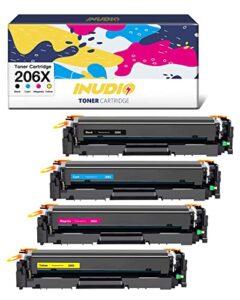 206x toner m283fdw (with chip) replacement for hp 206x 206a toner cartridges 4 pack w2110a w2110x works with hp laserjet pro mfp m283fdw m255dw m283cdw m282nw m283 m255 -black cyan yellow magenta