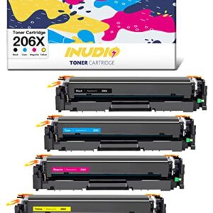 206X Toner m283fdw (with Chip) Replacement for HP 206X 206A Toner Cartridges 4 Pack W2110a W2110x Works with HP Laserjet Pro MFP M283fdw M255dw M283cdw M282nw M283 M255 -Black Cyan Yellow Magenta