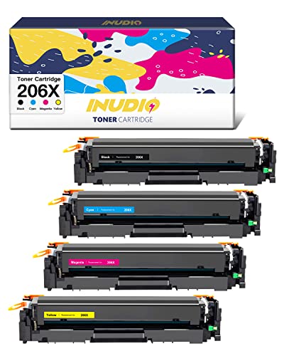 206X Toner m283fdw (with Chip) Replacement for HP 206X 206A Toner Cartridges 4 Pack W2110a W2110x Works with HP Laserjet Pro MFP M283fdw M255dw M283cdw M282nw M283 M255 -Black Cyan Yellow Magenta