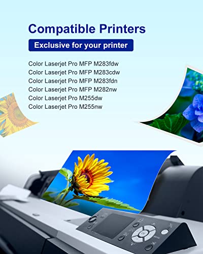 206X Toner m283fdw (with Chip) Replacement for HP 206X 206A Toner Cartridges 4 Pack W2110a W2110x Works with HP Laserjet Pro MFP M283fdw M255dw M283cdw M282nw M283 M255 -Black Cyan Yellow Magenta