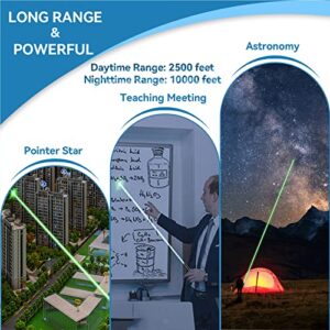 Green Laser Pointer Long Range High Power Tactical Green Beam Flashlight Laser pointer rechargeableUSB Laser Pointer Cat toys with Star Cap Adjustable Focus for Teaching Outdoor Hunting