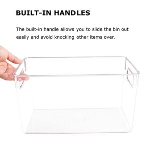 6 Pack Clear Space Plastic Storage Bins Fridge Organizer Kitchen Organization Pantry Storage Bins Freeze Organizers With Handles Cabinet Organizers For Kitchen,Fridge,Cabinet,Pantry,Bedrooms,Bathrooms