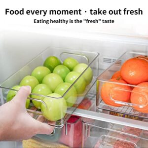 6 Pack Clear Space Plastic Storage Bins Fridge Organizer Kitchen Organization Pantry Storage Bins Freeze Organizers With Handles Cabinet Organizers For Kitchen,Fridge,Cabinet,Pantry,Bedrooms,Bathrooms