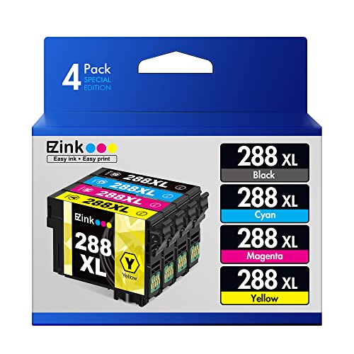 E-Z Ink (TM Remanufactured Ink Cartridge Replacement for Epson 288XL 288 XL T288XL High Yield to use with Expression Home XP-330 XP-430 XP-446 XP-440 XP-340 (Upgraded Version, 4 Pack)