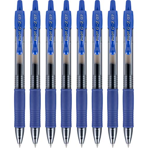 PILOT G2 Premium Refillable and Retractable Rolling Ball Gel Pens, Fine Point, Blue, 8-Pack (15301)