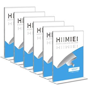 hiimiei 8.5×11 acrylic sign holder table menu display stand, clear plastic 8.5×11 double sided picture frames for desk display(6 pack)