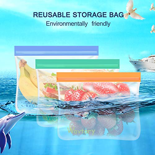 10 Pack Reusable Sandwich Bags Reusable Food Storage Bags,Reusable Snack Bags Leakproof Silicone - Free Plastic BPA Free Lunch Bags for Food Travel