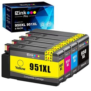 e-z ink pro compatible ink cartridges replacement for hp 950xl 951xl 950 xl 951 xl to use with officejet pro 8600 8610 8615 8620 8625 8100 276dw 251dw (1 black, 1 cyan, 1 magenta, 1 yellow, 4 pack)