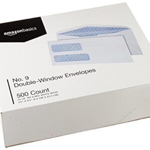 Amazon Basics #9 Double Window Security Tinted Envelopes, White, 500 ct