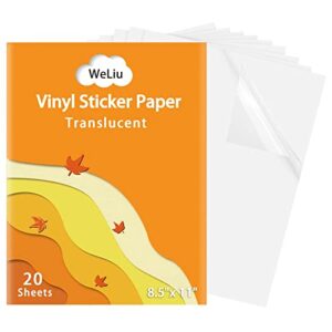 Printable Sticker Paper for Your Inkjet Printer - 8.5 x 11 Inches 20 Sheets Translucent Premium Waterproof Sticker Paper - Dries Quickly and Holds Ink Beautifully