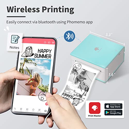 Phomemo Printer M02 Mini Pocket Portable Sticker Printer with 4 Label Paper, Bluetooth Wireless Tiny Handy Labeler, Smartphone Mobile Photo Picture Thermal Label Maker Compatible with Android iOS