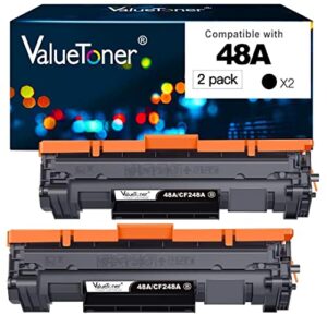 valuetoner compatible toner cartridge replacement for hp 48a toner cartridge black cf248a 248a used for pro m15w m16a m15a m16w mfp m31w m30w m29w laser printer (black, 2 pack)