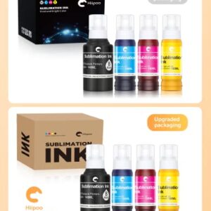 Hiipoo 440ML Sublimation Ink for EcoTank Supertank Inkjet Printers ET2400 ET-2720 ET-2760 ET-2800 ET-15000 ET-2803 ET-2850 ET-3760 ET-4800 Heat Press Transfer on T-Shirt Mug (Upgrade Version/Anti-UV)