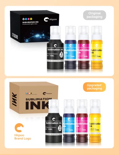 Hiipoo 440ML Sublimation Ink for EcoTank Supertank Inkjet Printers ET2400 ET-2720 ET-2760 ET-2800 ET-15000 ET-2803 ET-2850 ET-3760 ET-4800 Heat Press Transfer on T-Shirt Mug (Upgrade Version/Anti-UV)