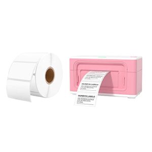 munbyn pink label printer, shipping label printer for shipping packages & small business, 2.25 inch x 1.25 inch direct thermal labels