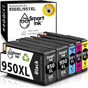 smart ink compatible ink cartridge replacement for hp 950xl 951xl 950 xl 951 xl 5 pack combo to use with officejet pro 8600 plus 8610 8620 8100 8625 8630 printers (2 black & 1 cyan 1 magenta 1 yellow)