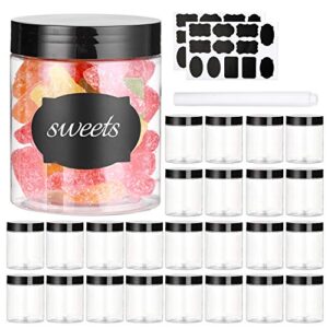 8 OZ Plastic Jars with Lids, (Dabacc) 24 Pack Clear Plastic Slime Containers for Kitchen and Household Food Storage of Dry Goods, Creams and More, BPA Free