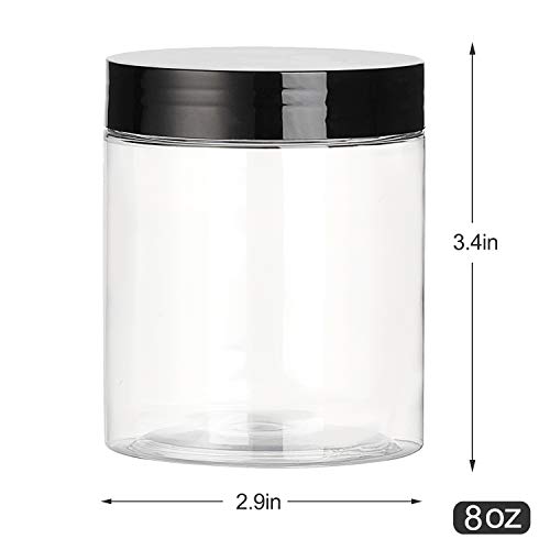 8 OZ Plastic Jars with Lids, (Dabacc) 24 Pack Clear Plastic Slime Containers for Kitchen and Household Food Storage of Dry Goods, Creams and More, BPA Free