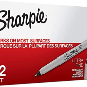 Sharpie Permanent Markers, Ultra Fine Point, Black, 12 Count - 2 Pack