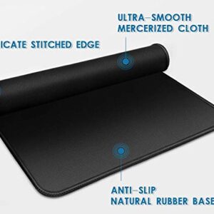 3 Mouse Pad Stitched Edges Premium-Textured Large Mouse Pads Mat Natural Non-Slip Rubber Base Mousepad for Laptop, Computer & PC, 11 x 8.7 inches, Black