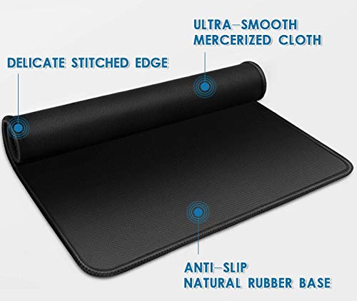 3 Mouse Pad Stitched Edges Premium-Textured Large Mouse Pads Mat Natural Non-Slip Rubber Base Mousepad for Laptop, Computer & PC, 11 x 8.7 inches, Black