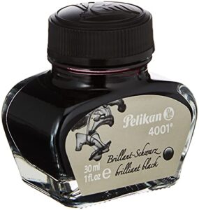 pelikan 4001 bottled ink for fountain pens, brilliant black, 30ml, 1 each (301051)