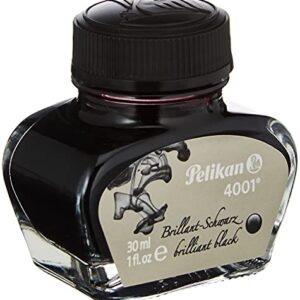 Pelikan 4001 Bottled Ink for Fountain Pens, Brilliant Black, 30ml, 1 Each (301051)