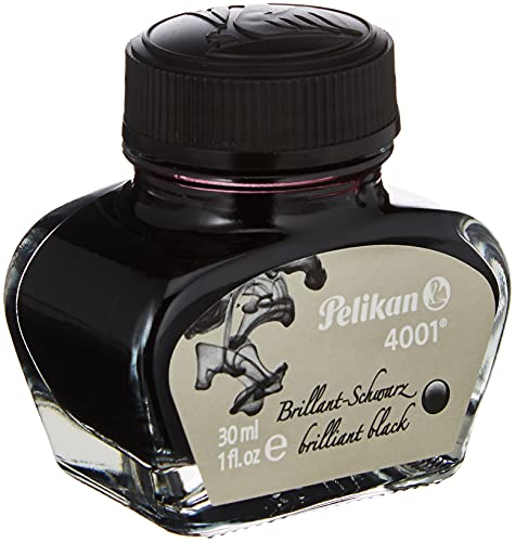 Pelikan 4001 Bottled Ink for Fountain Pens, Brilliant Black, 30ml, 1 Each (301051)