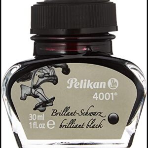 Pelikan 4001 Bottled Ink for Fountain Pens, Brilliant Black, 30ml, 1 Each (301051)