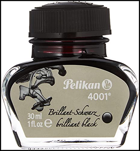 Pelikan 4001 Bottled Ink for Fountain Pens, Brilliant Black, 30ml, 1 Each (301051)