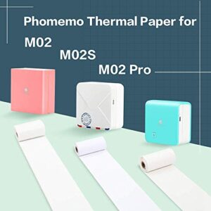 Phomemo M02 Pro Pocket Printer- Mini Bluetooth Thermal Printer with 3 Rolls White Sticker Paper, Compatible with iOS + Android for Learning Assistance, Study Notes, Journal, Fun, Work, Pink