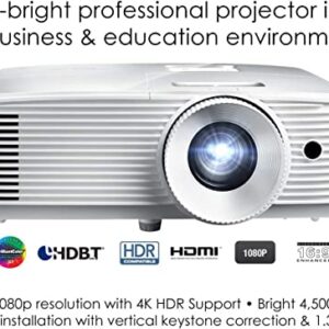 Optoma EH412x Professional 1080p Projector | 4,500 Lumens for Daytime Use in Meetings, Training and Classrooms | 15,000 Hour Lamp Life | 4K HDR Input | Built-in Speaker