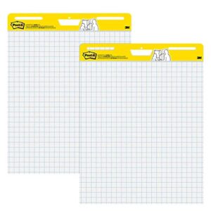 post-it super sticky easel pad, 25 x 30 inches, 30 sheets/pad, 2 pads (560), large white grid premium self stick flip chart paper, super sticking power
