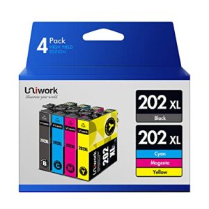 202xl 202 xl 202 ink cartridges for epson printer replacement for epson 202 ink cartridges 202xl ink t202 to use with workforce wf-2860 expression home xp-5100 (1 black 1 cyan 1 magenta 1 yellow)