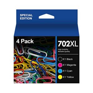 702 702xl ink cartridge replacement for epson 702 xl 702 to use with workforce pro wf-3720 wf-3730 wf-3733 printer(1 black,1 cyan,1 magenta,1 yellow)