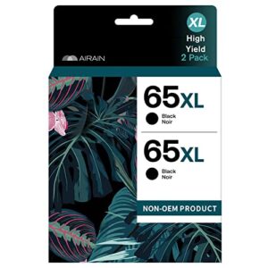 65xl black ink cartridge replacement for hp ink 65 work with hp deskjet 3755 3700 2655 3720 2655 2624 envy 5055 5000 5058 5052 amp 100 120 printer high yield (2 black) remanufactured