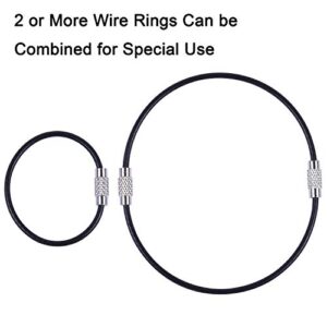 Keychain, Wisdompro 12 Pack of 4.3 Inches Stainless Steel Wire Ring 2mm Cable Loop Rings for Hanging Luggage Tag, Keys and ID Tag Keepers - Black