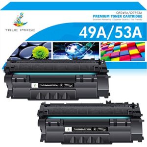 true image compatible toner cartridge replacement for hp 49a q5949a 53a q7553a 49x q5949x used with 1320 1320n 3390 1160 1320tn 1320nw 3392 p2015 p2015dn printer ink (black, 2-pack)