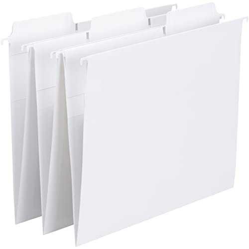 Smead FasTab Hanging File Folder, 1/3-Cut Built-in Tab, Letter Size, White, 20 per Box (64002)