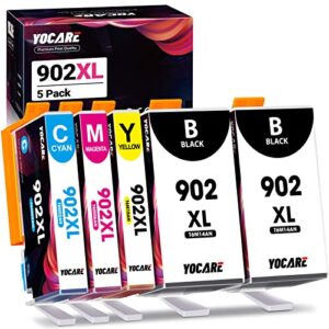 902 xl 5-pack ink cartridges compatible with hp 902xl 902 high yield, compatible with officejet pro 6978 6968 6958 6962 6970 6954 6960 6979 6950 printer(2 black, 1 cyan,1 magenta,1 yellow)