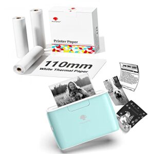 phomemo m04s wireless portable printer- thermal printer sticker printer with white non-adhesive thermal paper 110mm for phomemo m04s/m04as portable printer, black on white, 110mm x 6.5m, 3 rolls