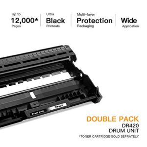 E-Z Ink (TM) Compatible Drum Unit Replacement for Brother DR420 DR 420 DR-420 for HL-2270DW HL-2280DW HL-2230 HL-2240 MFC-7360N MFC-7860DW DCP-7065DN Intellifax 2840 Printer (Black,High Yield, 2 Pack)