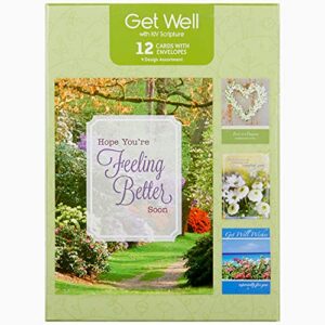 paper craft ig98641-re religious get well soon card set with envelopes, 12 cards, 4.75” w x 6.5” h, floral and landscape photography