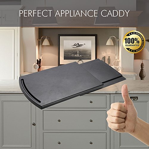 Kitchen Caddy Sliding Coffee Tray Mat, Under Cabinet Appliance Coffee Maker Toaster Countertop Storage Moving Slider - Base sliding shelf With Smooth Rolling Wheels, 2 Pack