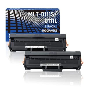 compatible toner cartridge with chip for samsung mlt-d111s mlt-d111l yield up 2k to use with samsung xpress sl-m2020w m2020w sl-m2070fw m2070fw sl-m2070w m2070w laser printer (black 2packs)