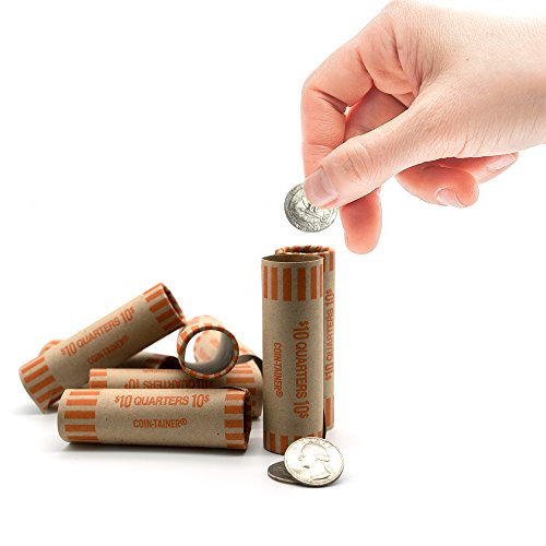 2 Pack 72 PCS Quarter Wrappers - Preformed Coin Wrappers Tubes Paper Coin Wrapper, Convenient Quarter Storage Cover Coin Rolls, Coin Wrappers Quarters for Bank and Office