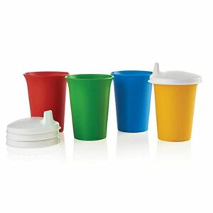 Tupperware Bell Tumblers with Domed Sipper Seals in Green, Red, Blue, and Yellow