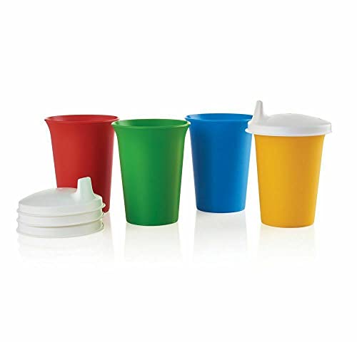 Tupperware Bell Tumblers with Domed Sipper Seals in Green, Red, Blue, and Yellow